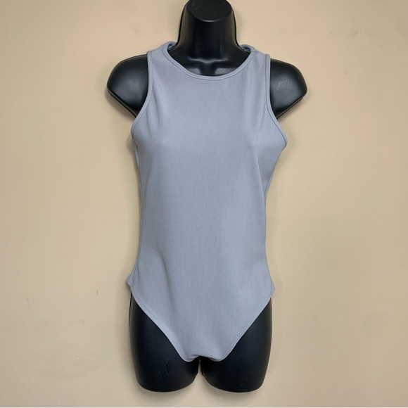 Missguided Tall Light Gray Ribbed Bodysuit - Picture 1 of 10